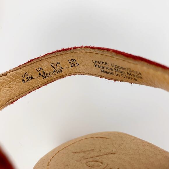 Naya Nalisha Sandals Platform Wedge Cork Red Leather Upper Strappy Women's 6.5 - Picture 6 of 11